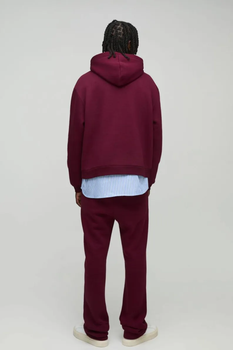 Cheap boohooMAN Oversized Boxy Man Print Hoodie burgundy