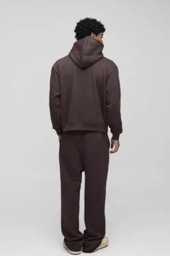 Clearance boohooMAN Oversized Boxy M Graphic Hoodie chocolate