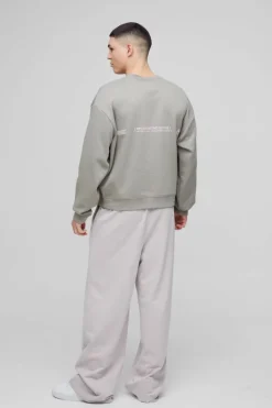 Best Sale boohooMAN Oversized Boxy Multi Branded Print Sweatshirt charcoal