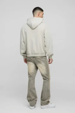 Cheap boohooMAN Oversized Boxy Official Embossed Hoodie stone