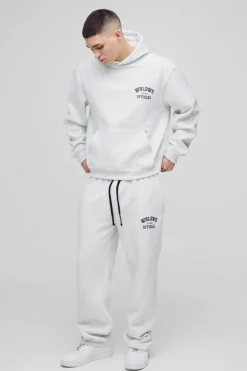 Discount boohooMAN Oversized Boxy Official Hooded Tracksuit ash grey
