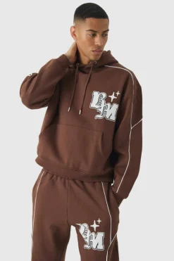 Fashion boohooMAN Oversized Boxy Print Tracksuit chocolate