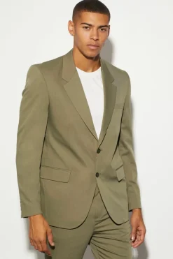 Best Sale boohooMAN Oversized Boxy Single Breasted Suit Jacket olive