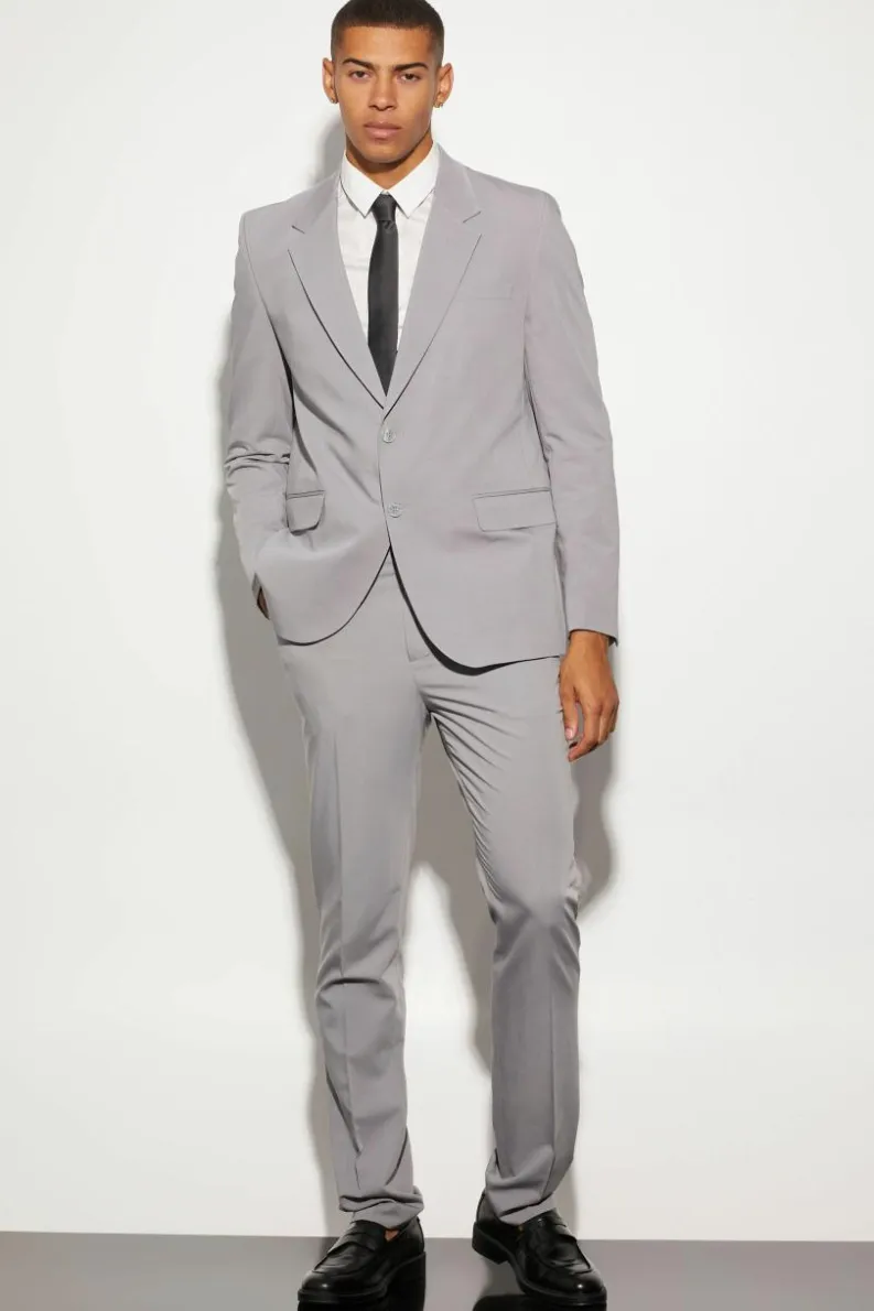 Cheap boohooMAN Oversized Boxy Single Breasted Suit Jacket grey