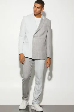 Cheap boohooMAN Oversized Boxy Spliced Suit Jacket ice grey