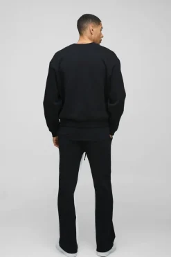 Discount boohooMAN Oversized Boxy Star Printed Sweatshirt black