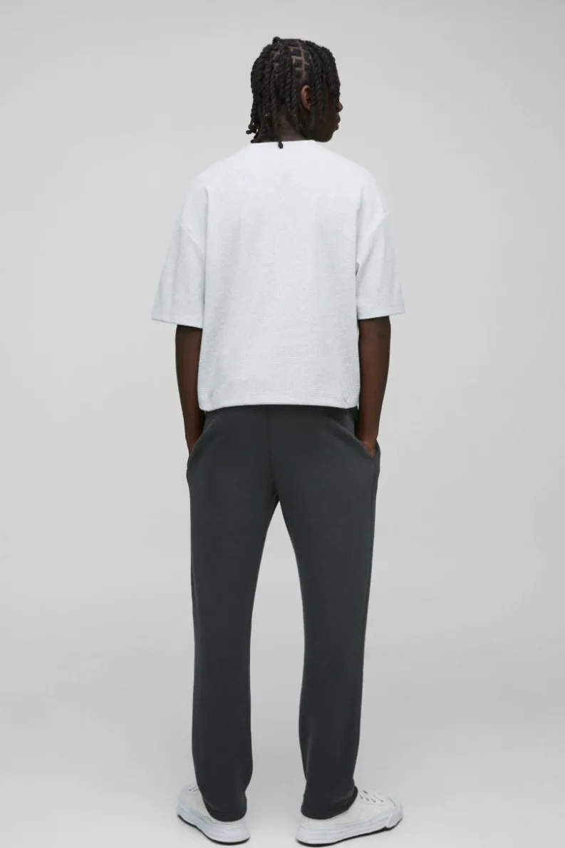 Sale boohooMAN Oversized Boxy Waffle Jersey T-Shirt grey