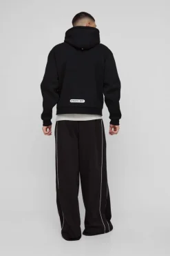 Cheap boohooMAN Oversized Boxy Worldwide Star Hoodie black