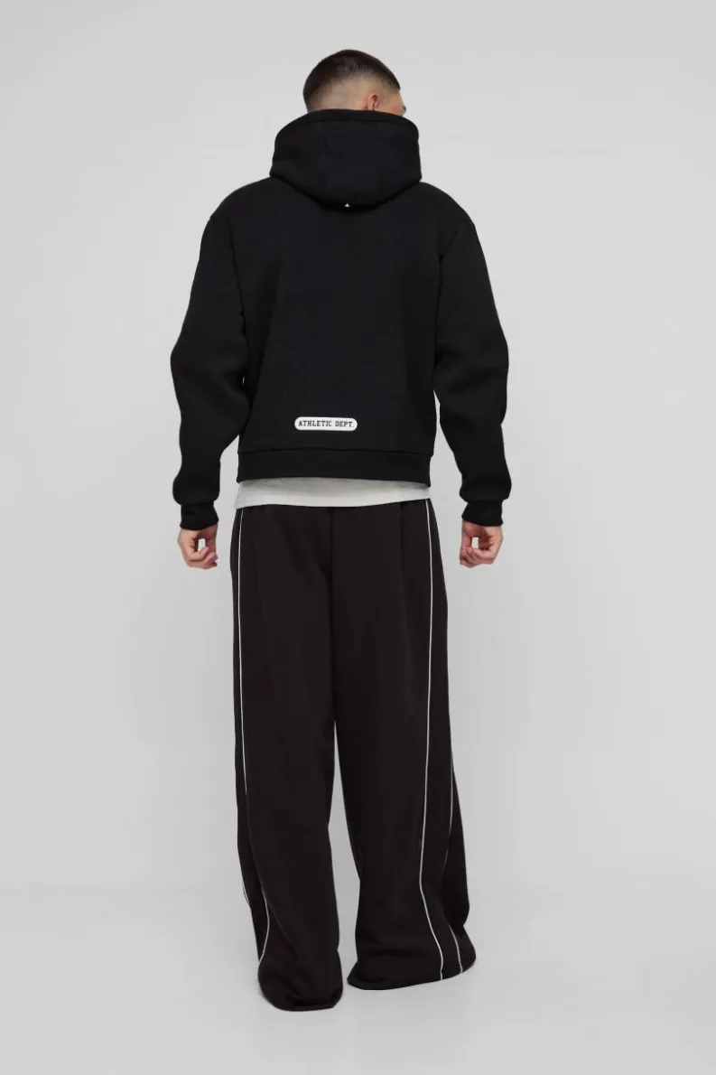 Cheap boohooMAN Oversized Boxy Worldwide Star Hoodie black
