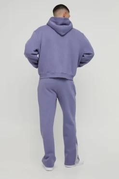Outlet boohooMAN Oversized Boxy Zip Through Gusset Tracksuit purple
