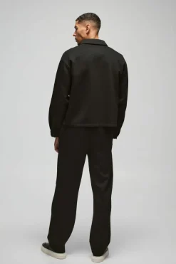 Sale boohoo Oversized Boxy Zip Through Scuba Set black