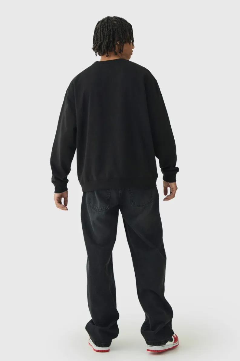 Sale boohooMAN Oversized Broken Heart Sweatshirt black