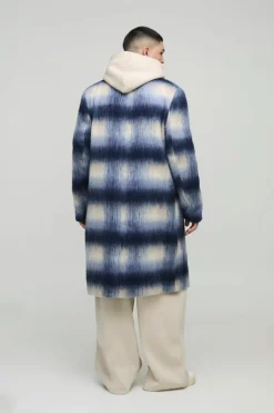 Best boohooMAN Oversized Brushed Check Overcoat In blue