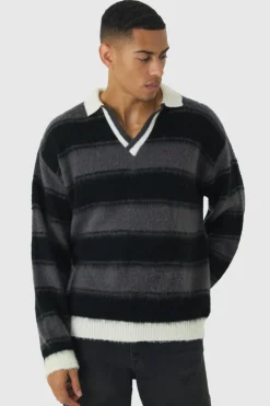Fashion boohooMAN Oversized Brushed Knit Official Football Top black