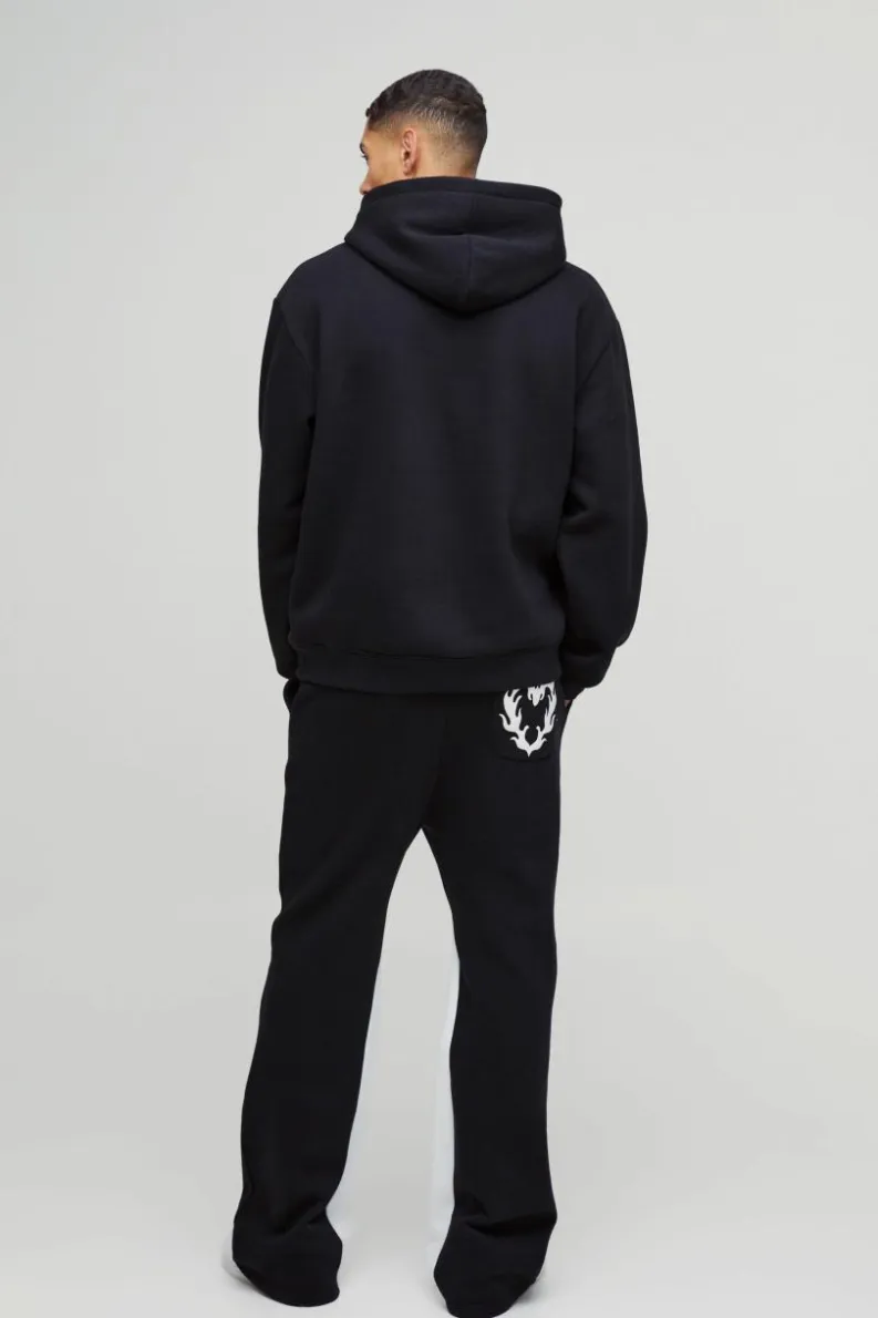 Best Sale boohooMAN Oversized Cold Hearted Puff Print Hoodie black