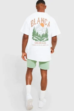 Cheap boohooMAN Oversized Colorado Mountains Graphic T-shirt white