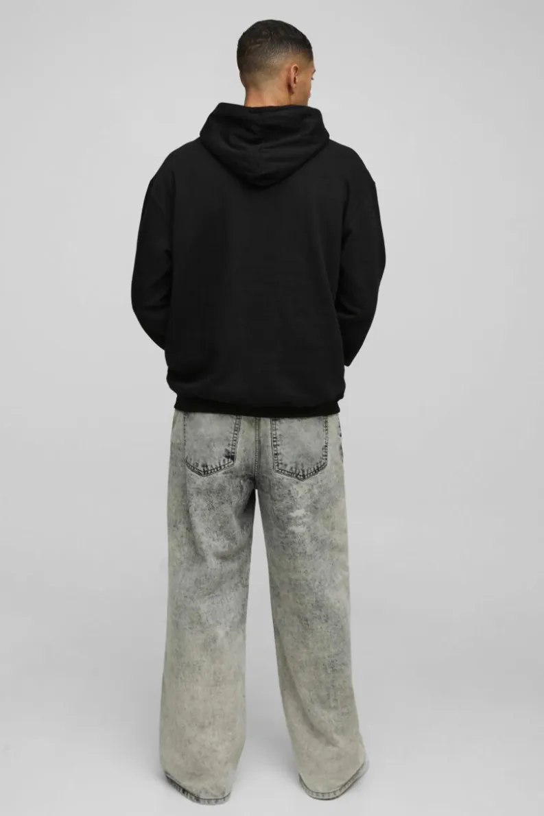 Hot boohooMAN Oversized Death Row License Print Hoodie black