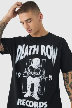 Fashion boohooMAN Oversized Death Row Records License Print T-shirt black