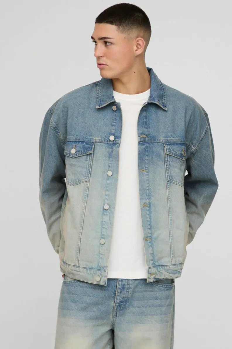 Flash Sale boohooMAN Oversized Denim Jacket stonewash