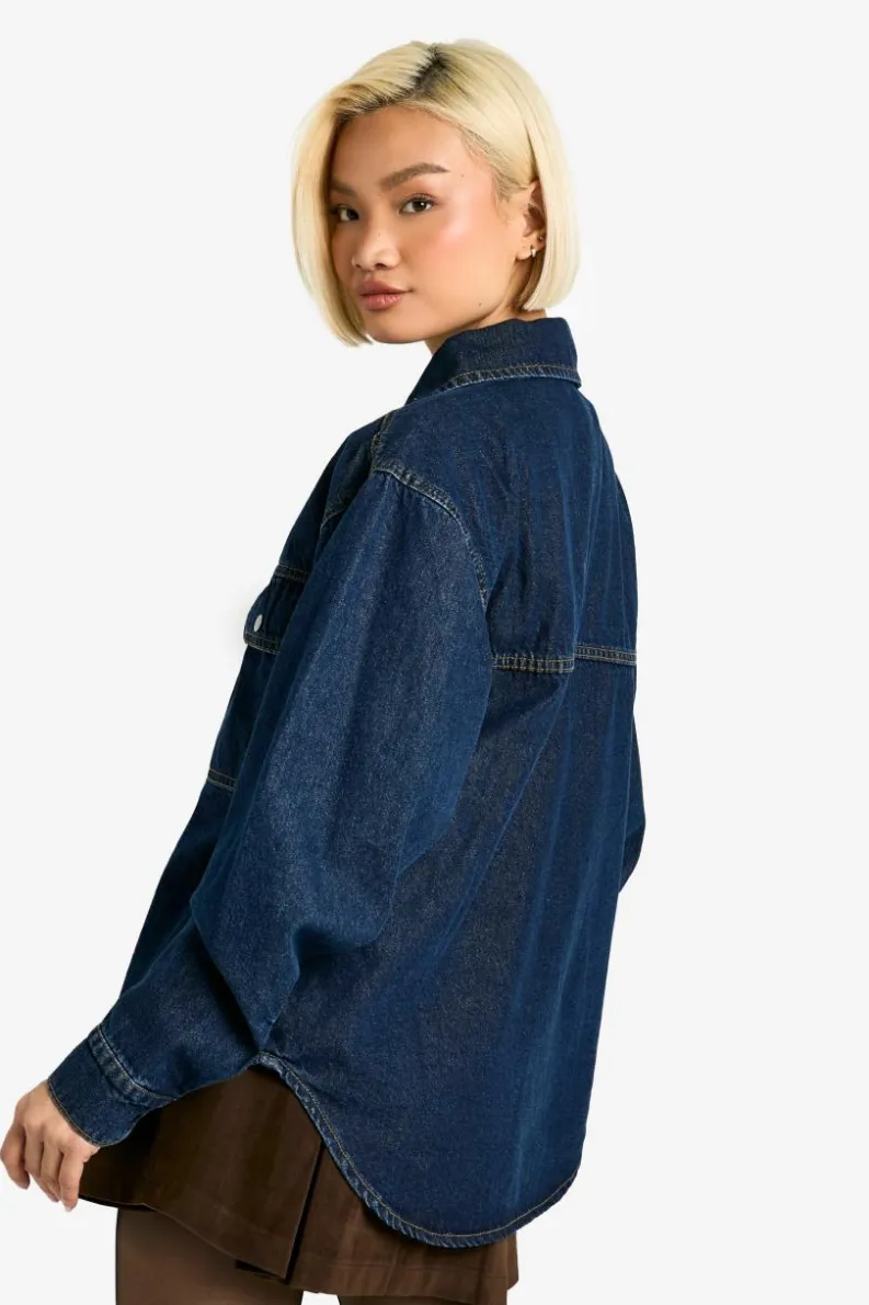 Hot boohoo Oversized Denim Shirt indigo