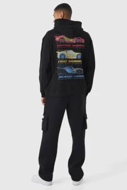 Store boohooMAN Oversized Disney Cars License Print Hoodie black