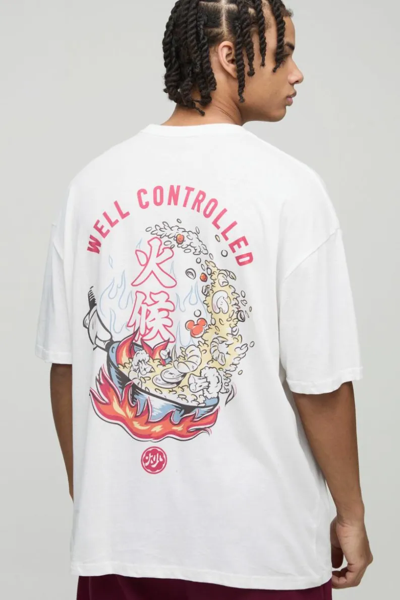 Best boohooMAN Oversized Disney Mickey Mouse License T-Shirt white