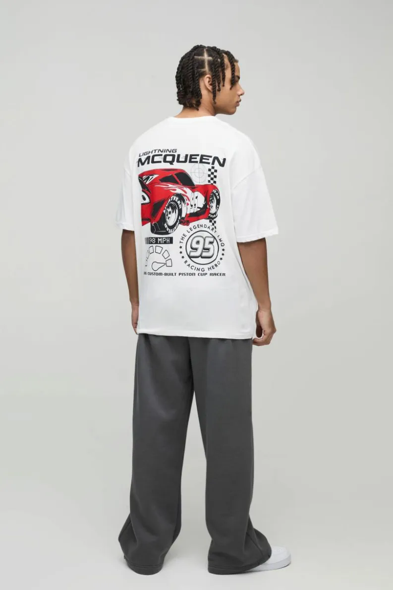 Online boohooMAN Oversized Disney Pixar Cars License T-Shirt white