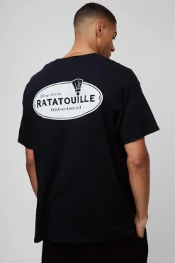 Fashion boohooMAN Oversized Disney Ratatouille License Print T-Shirt black