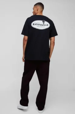 Fashion boohooMAN Oversized Disney Ratatouille License Print T-Shirt black