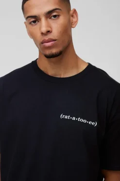 Fashion boohooMAN Oversized Disney Ratatouille License Print T-Shirt black