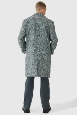 Outlet boohooMAN Oversized Double Breasted Boucle Overcoat In grey