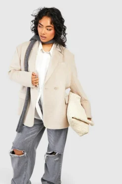 Flash Sale boohoo Oversized Double Breasted Wool Blazer oatmeal