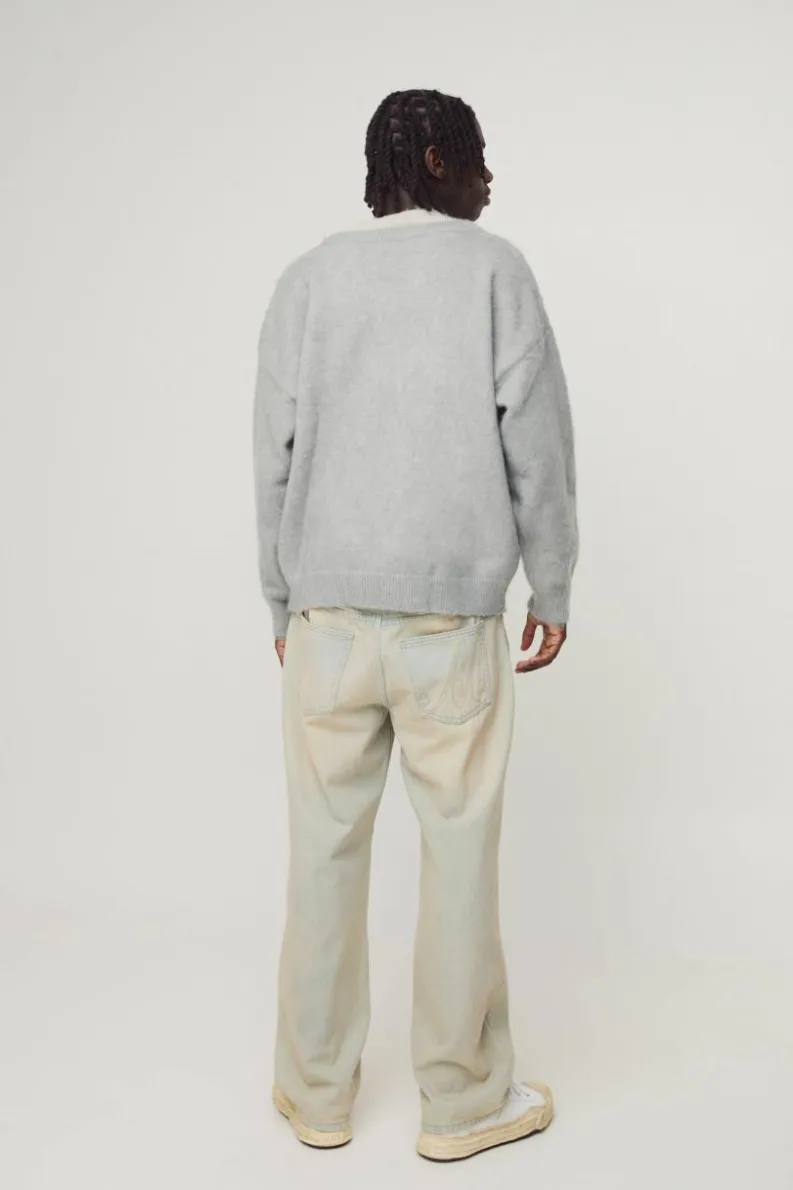 Sale boohooMAN Oversized Double Layer Brushed Knitted Jumper grey