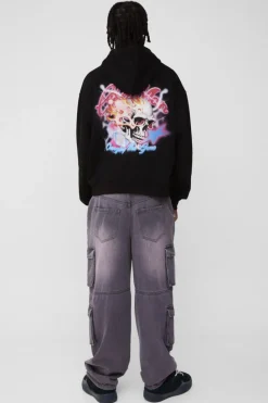 Store boohooMAN Oversized Dove MMXIII Graphic Hoodie black