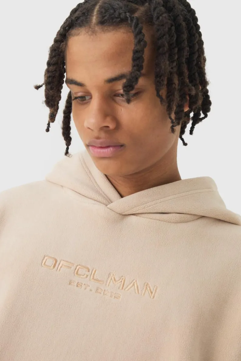 Best Sale boohooMAN Oversized Dropped shoulder Polar fleece Hoodie light grey