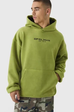 Discount boohooMAN Oversized Dropped shoulder Polar fleece Hoodie lime
