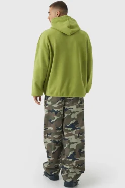 Discount boohooMAN Oversized Dropped shoulder Polar fleece Hoodie lime