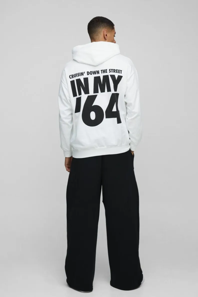 Online boohooMAN Oversized Eazy E Face License Print Hoodie white