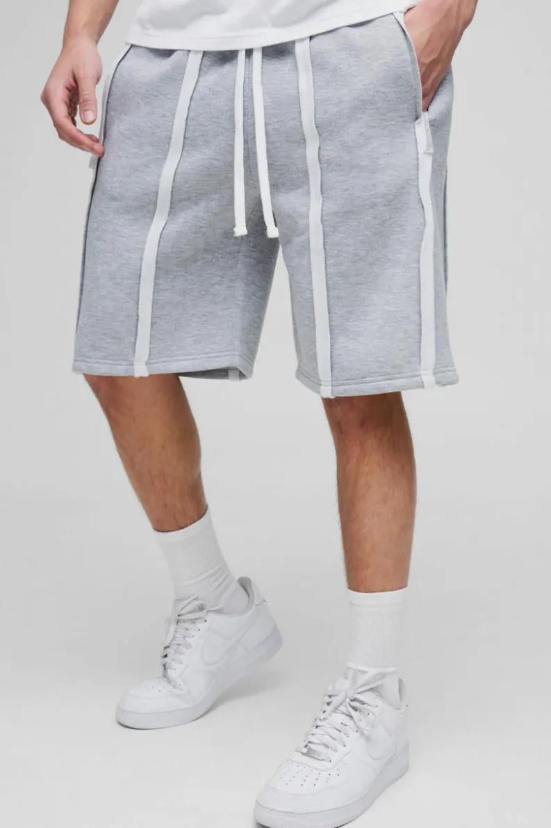 Fashion boohooMAN Oversized Exposed Seam Short grey marl