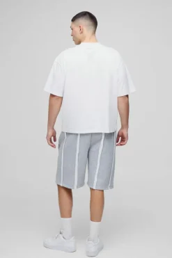 Fashion boohooMAN Oversized Exposed Seam Short grey marl