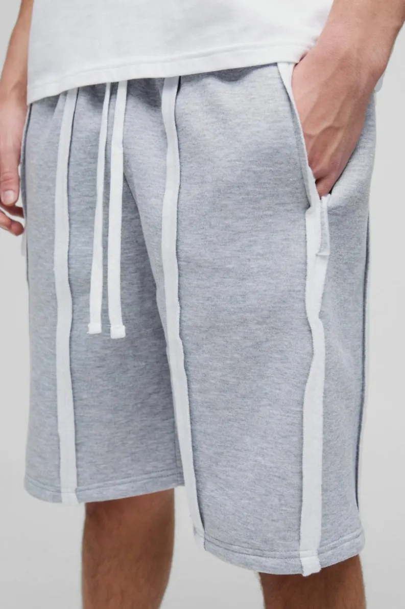 Fashion boohooMAN Oversized Exposed Seam Short grey marl