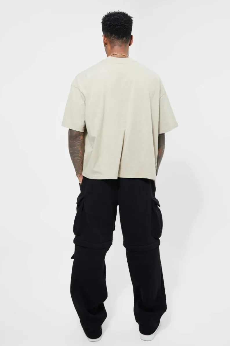 Best Sale boohooMAN Oversized Extended Neck Boxy T-shirt stone
