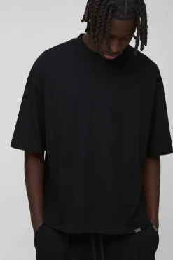 Fashion boohooMAN Oversized Extended Neck Boxy Heavyweight T-shirt black