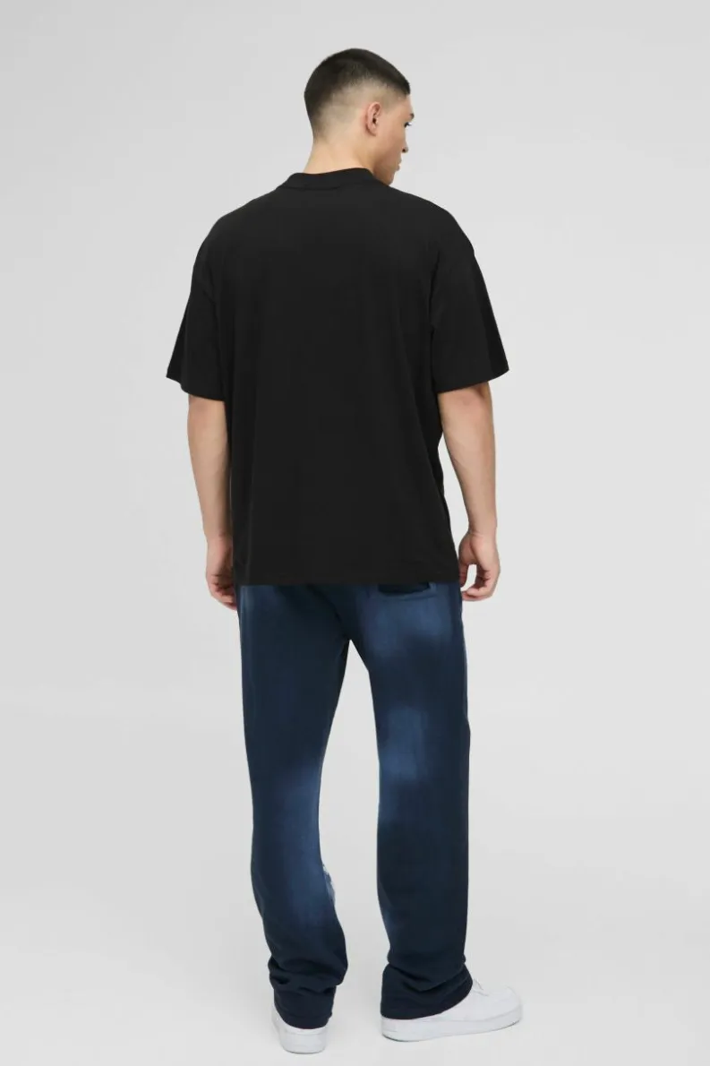 Clearance boohooMAN Oversized Extended Neck Puff Print Space Graphic T-shirt black