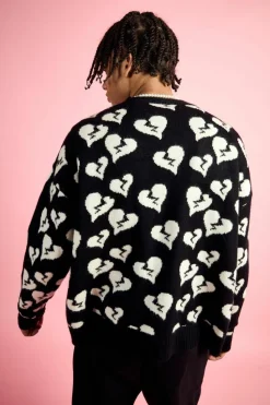 Outlet boohooMAN Oversized Fit Cardigan With All Over Print black