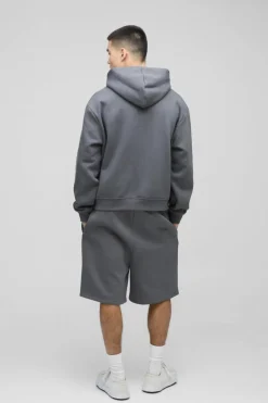 New boohooMAN Oversized Fit Drop Crotch Basic Lightweight Shorts charcoal
