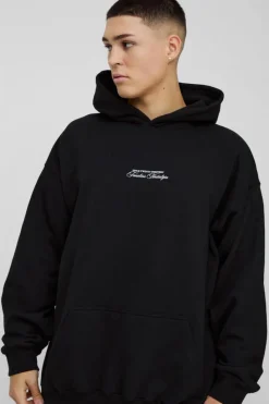 Flash Sale boohooMAN Oversized Floral Graphic Hoodie black