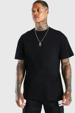 Outlet boohooMAN Oversized Floral Photo Back Print T-Shirt black