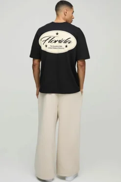 Sale boohooMAN Oversized Florida Print T-Shirt black