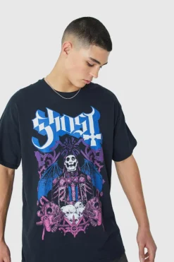 Hot boohooMAN Oversized Ghost Band License T-shirt black